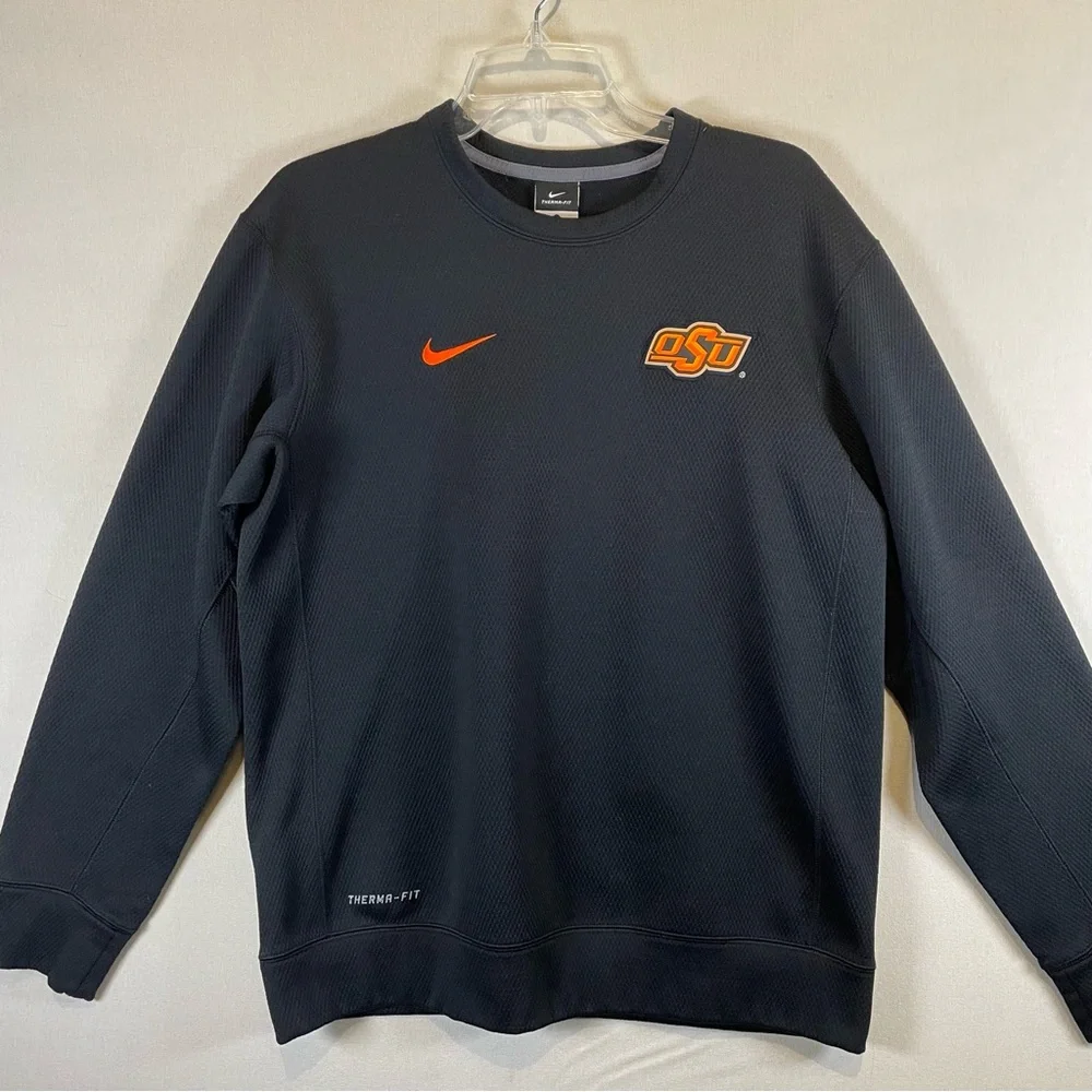 Nike Therma-Fit OSU Sweatshirt Black Crewneck Oklahoma State Size M